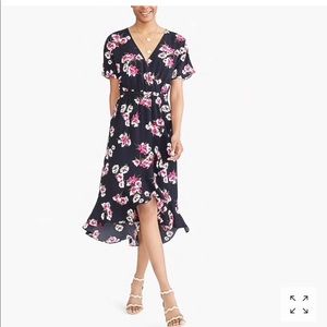 J. Crew hi low faux wrap floral ruffle dress